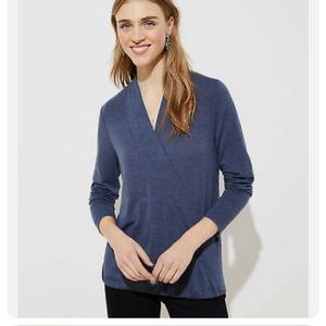 LOFT Wrap Top in Navy Melange - S